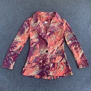 Vintage ILGWU Top Womens 7 Medium Blazer Shirt Colorful Unique Eclectic Abstract